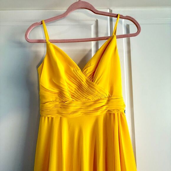 NWT Mac Duggal dress #70191 Asymmetrical Skirt Chiffon Dress in Marigold. Size 0 - Picture 7 of 14